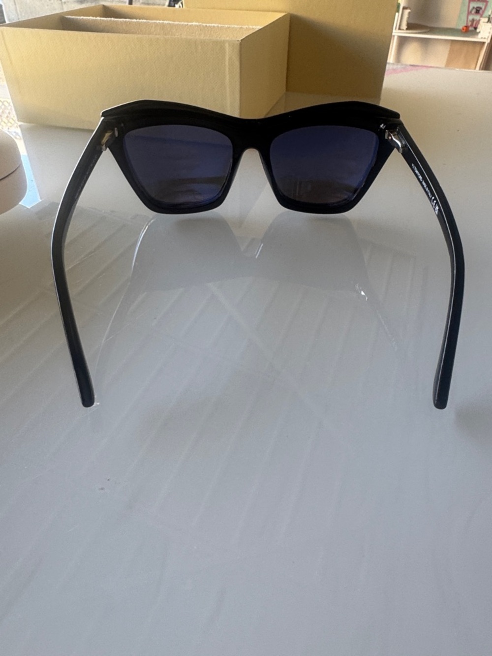 Tom Ford Blue Block Squared Cat Eye with Clip on Sun Shade - Case Set with Box - Picture 15 of 15